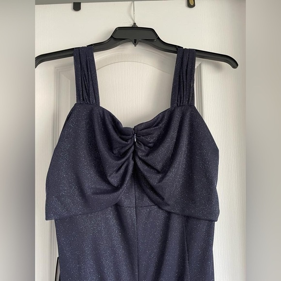 Nwt Alex Evenings Cold Shoulder Glitter Mesh Dress with Draped Skirt & Cowl Neck - Picture 6 of 16